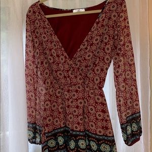 *Buckle* Multicolored sheer long sleeve romper